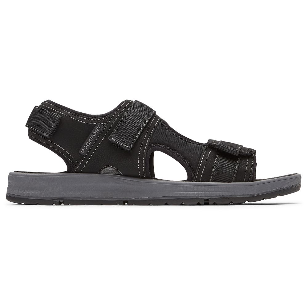 Sandale Barbati Rockport Lucky Bay Sport 3 Strap Negrii - Romania 4830-PROCE